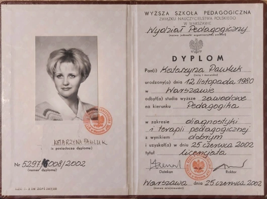 Dyplom – pedagogika / terapia pedagogiczna