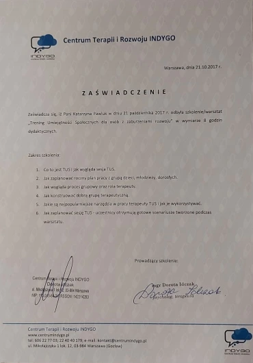 Dyplom TUS – Trening Umiejętności Społecznych