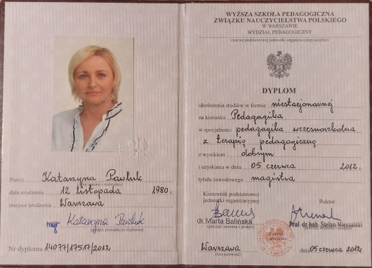 Dyplom – Wyższa Szkoła Pedagogiczna w Warszawie
